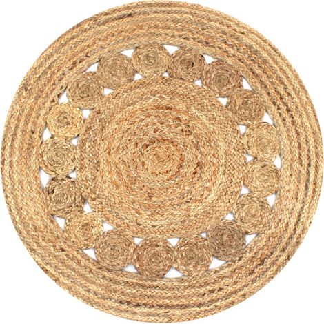 FIMEI Tapis Jute design tressé 90 cm rond (1/5)