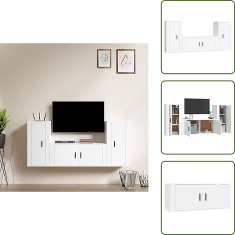TV-Möbel - Living 3-tlg. TV-Schrank-Set Weiß Holzwerkstoff (1/5)
