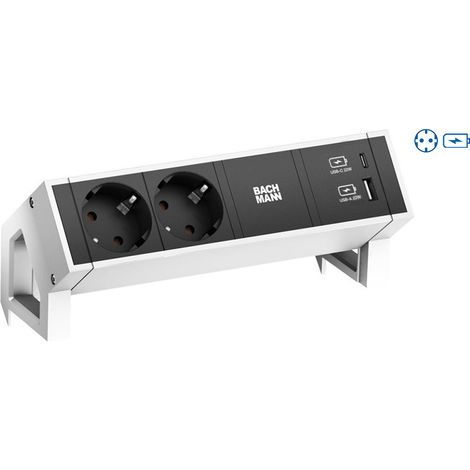 Bachmann Desk 2 base múltiple 2 salidas AC Interior Negro, Blanco