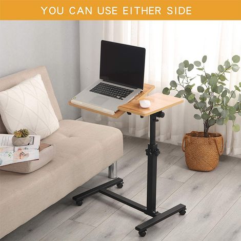Sifree Table d'appoint pliante Pour lit Roues,6034.558-90cm Le bureau peut être tourné,réglable en hauteur (1/5)