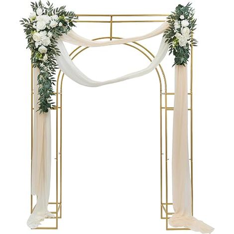 Arche de mariage - Armature - 180 × 240 cm - En métal solide - Arche carrée - Pour mariages, anniversaires, anniversaires de mariage et toutes les fêtes - Doré (1/5)