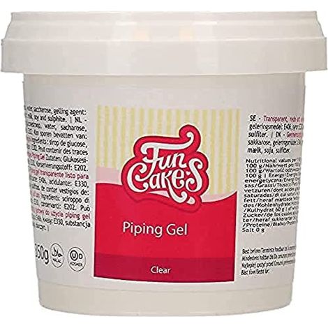 FunCakes Clear Piping Gel: Gel Trasparente per Decorazione Torte, per Effetti Lucidi, Incollare Immagini e Lavorare con Fondant e Marzapane - 350 g