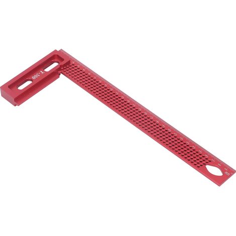 Équerre de cadrage rouge en alliage d'aluminium léger, règle à angle droit avec trous pour menuiserie (1/5)