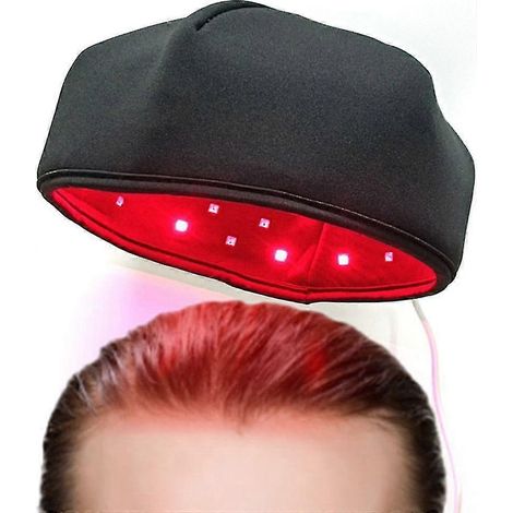 Bonnet de thérapie par lumière rouge infrarouge proche pour la repousse des cheveux et le traitement anti-chute, noir (1/5)