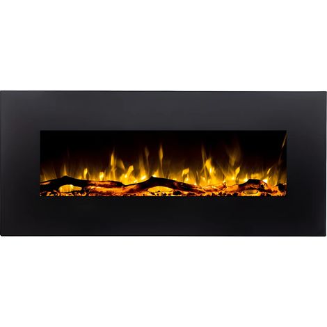 Cheminée électrique murale LALITA - L110 x P14 x H49 cm - Noire (1/5)