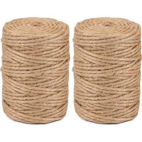 Lot de 2 Ficelle Jute Naturelle Ø5mm, 100m Corde Résistante 6 Fils, Pour Jardinage Bricolage (1/5)