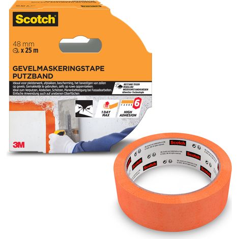 Lot de 2 Rubans de Masquage Façades Scotch® Premium, 48 mm x 25 m, 1 Rouleau/Paquet
