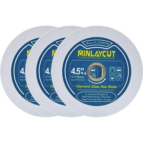 Diamant-Trennscheibe 115mm für Glas, Fliesen, Marmor, 3 Stück (1/5)