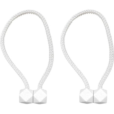 2 Fermacravatte magnetiche per tende, senza bisogno di forare, in cotone intrecciato a mano, ideali per la decorazione di casa, ufficio e hotel (beige naturale)