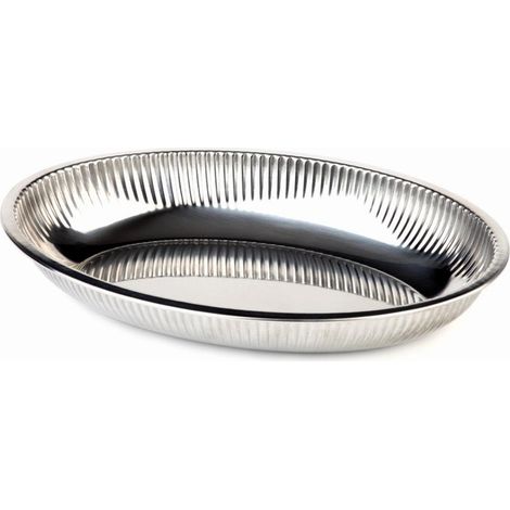 Bol, 26,5 x 18,5 cm, hauteur 4 cm, acier inoxydable, bord roulé, 0,8 litre, lavable au lave-vaisselle