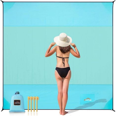 Sandfreie Stranddecke XXL 300x300cm, ultraleicht, schnelltrocknend, inkl. Tasche & Heringen (1/5)