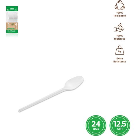 Cuchara Postre Blanco 12,5cm Reutilizable 24 Unidades