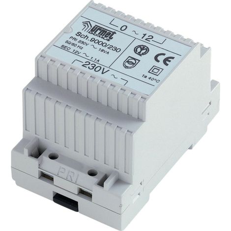Urmet – Transformateur 12 Vca – Alimentation pour tableau électrique – 3 sorties – Protection électronique PTC – Dimensions 60 x 53 x 85 mm