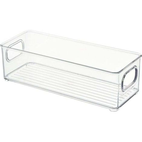 Caja de almacenamiento pequeña de plástico ZVD con asa, ideal para organizar diversos artículos, 1 unidad, transparente, 25,5 x 10 x 7,5 cm - Crezuo