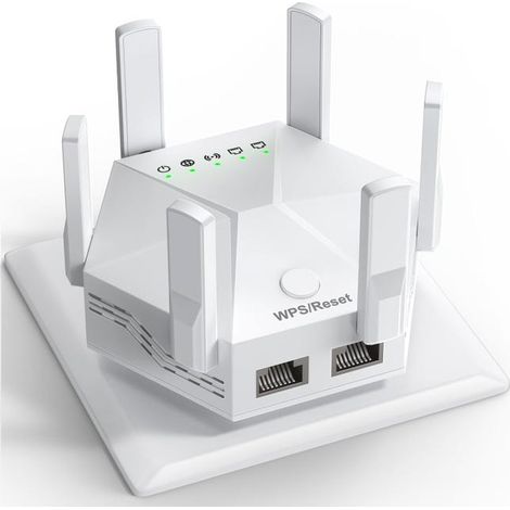 Repetidor Wi-Fi, amplificador de señal inalámbrica, doble banda 5 GHz/2,4 GHz, 1200 Mbps, largo alcance (1/5)