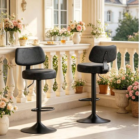 Tabouret de bar réglable et pivotant 360°, lot de 2, anthracite OKMYHOME (1/5)