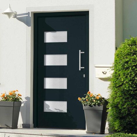vidaXL Porte d'entrée Aluminium et PVC Anthracite 100x210 cm (1/5)