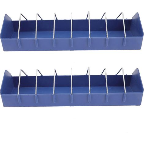 Lot de 2 mangeoires à pigeons avec rigoles d'alimentation et accessoires pour cage à pigeons-40.00X11.00X9.50CM-Blue (1/4)