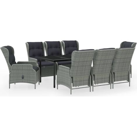 Maison Exclusive - 9-tlg. Garten-Essgruppe Hellgrau