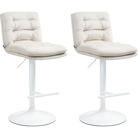 2er Set Barhocker Damar Samt creme weiß