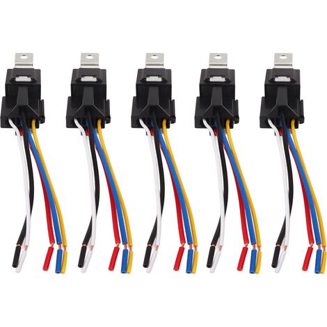 5-teiliges Kfz-Relais-Set, 5-polig, 40A, 12V, wasserdicht, Kupferkontakt, Kfz-Kabelbaum.