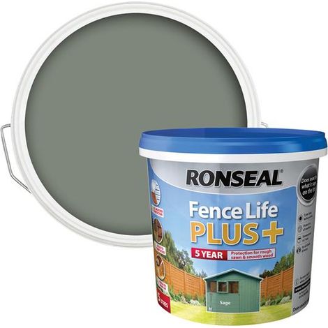 Ronseal 37627 Fence Life Plus+ Sage 5 litre RSLFLPPSA5L
