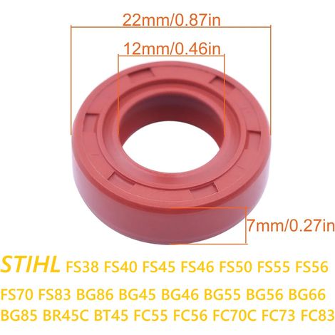 (2 pièces) Joint d'huile de vilebrequin compatible avec les débroussailleuses STIHL FS38, FS40, FS45, FS46, FS50, FS55, FS56, FS70, FS83, BG86, BG45, BG46, BT45 et FC55 (référence 9639 003 1230) (1/4)