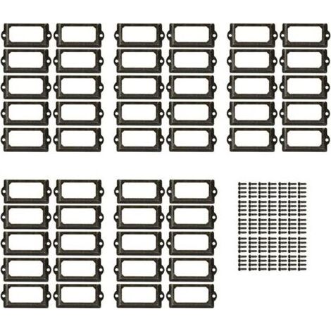 50 Pièces Porte Etiquettes Cadre, Porte-Étiquettes en Métal, Porte-Étiquettes pour Cartes de Nom de Tiroir, pour Plaques Nominatives, Armoire D'apothicaire, Tiroir D'archivage (1/4)