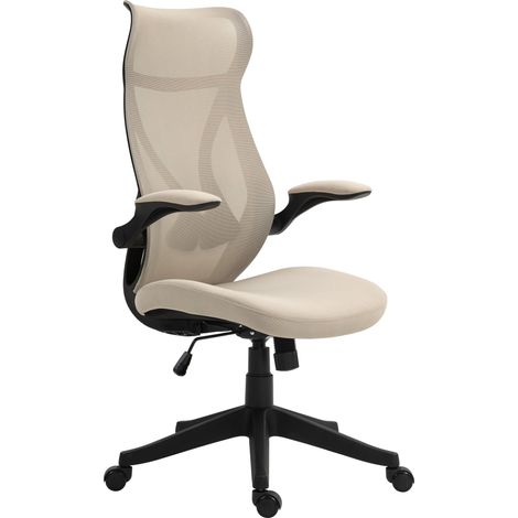 Sedia Operativa da Ufficio con Braccioli Ribaltabili Beige (1/5)
