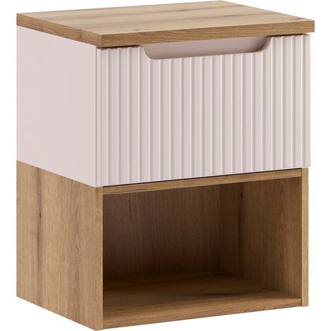 Meuble sous-vasque 50cm plan de toilette Riva Cachemire et Bois (1/5)