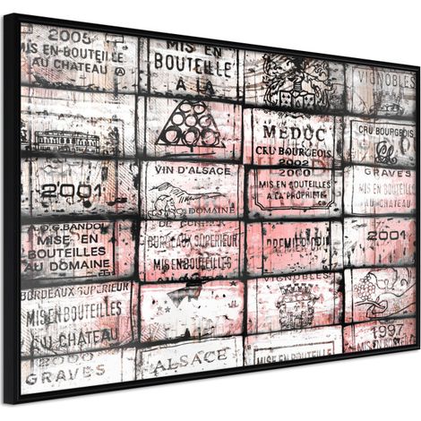 Affiche Murale Encadrée "Wine History" 30 x 20 cm Noir