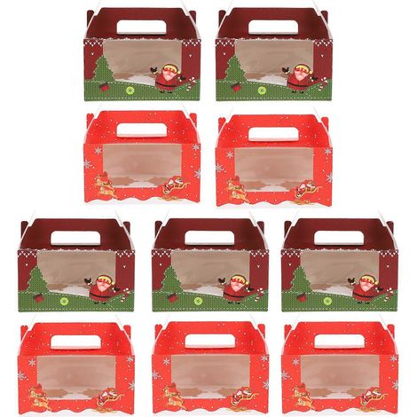 Lot de 10 boîtes à dessert, boîtes de rangement pour cupcakes de fête, décorations de Noël (couleurs assorties)-19X17X9CM (1/3)