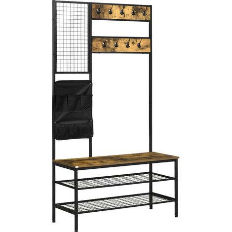 Porte-Manteau sur Pied Rustique en Acier Brun - Design Robuste et Polyvalent - Pour Intérieur et Extérieur (1/5)