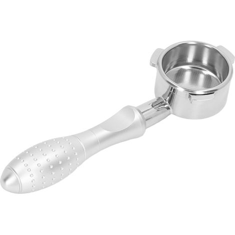 Silberner, bodenloser Filterhalter für Breville Series 8 Kaffeemaschinen, 54 mm Durchmesser, drei Befestigungsnasen, espressokompatibel (1/5)