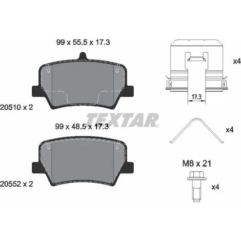 Kit de plaquettes de frein, frein à disque Textar 2051001 GEELY 31471471