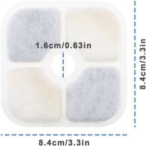 Filtre Fontaine À Eau Chat - Triple Couche Coton Charbon Résine - Compatible Catit PIXI 43717 - Lot De 12 (1/4)