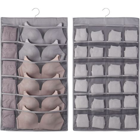 Organisateur suspendu double face pour sous-vêtements, penderie, cintre rotatif, sac de rangement pour soutiens-gorge, sous-vêtements, bijoux, cravates et cosmétiques (1/5)
