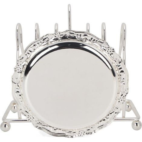 Set de 6 dessous-de-verre rétro en métal blanc, motif artisanal européen, isolation thermique pour décoration intérieure (1/5)