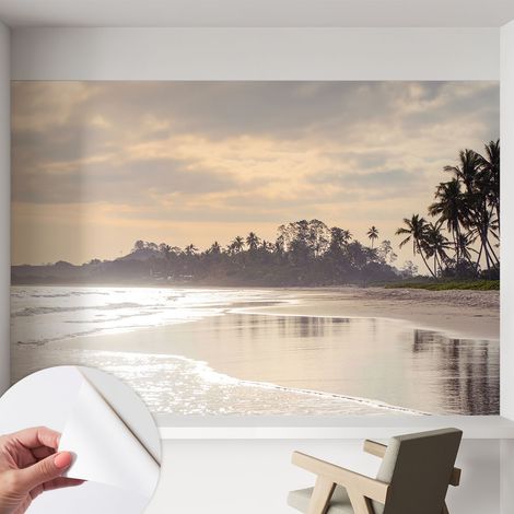 Papier peint adhésif décoratif pour salon chambre et cuisine Facile à poser avec colle Matin à la plage 152x104 cm (1/5)