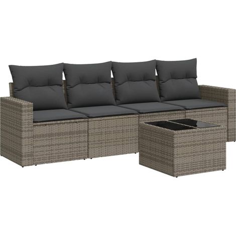 Maison Exclusive - 5-tlg. Garten-Sofagarnitur mit Kissen Grau Pol