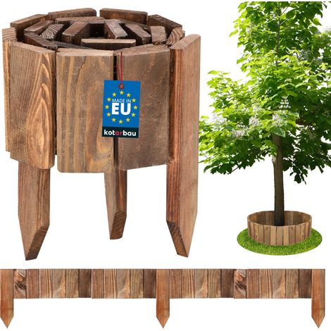KOTARBAU® Bordure Jardin Exterieur Bois - 110 x 10 cm - Cloture Bois Jardin - Brun - Palissade Flexible - Décoration Jardin