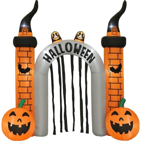 Arco Hinchable de Halloween con LED, Estacas y Cuerdas en Poliéster Naranja 325 x 105 x 322 cm (1/5)