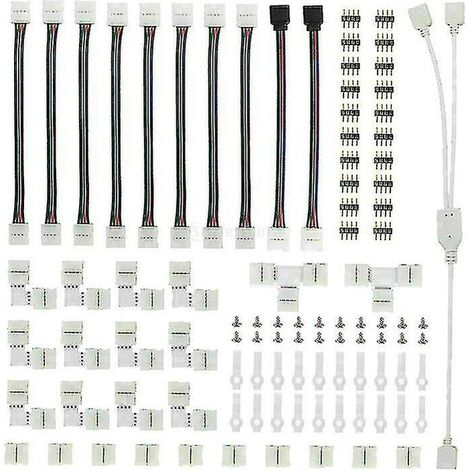 Connecteur LED RVB 5050 Connectez la bande LED Smd 5050 RVB aux bandes lumineuses LED RVB 5050/3528/2835, au gradateur du contrôleur d'alimentation, Solderles