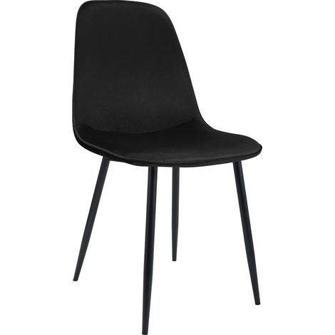 Silla de cocina/comedor de diseño moderno x1 en terciopelo negro con estructura de metal negro 100007217 (1/5)