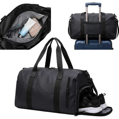 Bolsa deportiva, compartimento ventilado, tejido repelente al agua, color negro. (1/5)