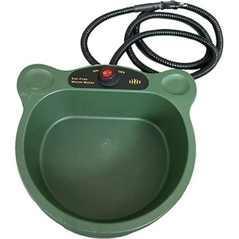 Gamelle d'eau chauffante pour chiens et chats - Gamelle chauffante avec anti-grignotage - Gamelle thermique polyvalente pour animaux de compagnie - Pour lapins, canards (vert)