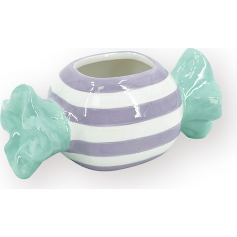 Pot de Fleurs Design Toffee Candy Cache-pot Décoratif Menthe et Lilas 21 x 9,5 x 9,5 cm - PANGIVO (1/5)
