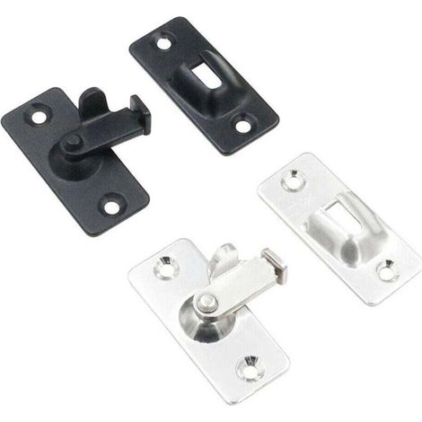 Verrou de porte coulissante à 90° - Loquet d'angle en acier inoxydable argenté - Lot de 2 (1/5)