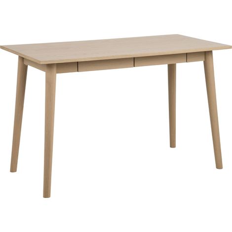 Bureau 1 tiroir 120x60x75 cm décor chêne naturel (1/5)
