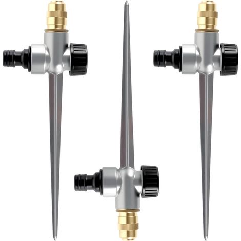 3 Pcs 360° Rotating Metal Garden Sprinkler, Lawn Sprinkler with Adjustable Brass Nozzle and Metal Base Spike, Automatic Garden Watering for Lawn, Flowers, Yard and Vegetable Garden (1/5)